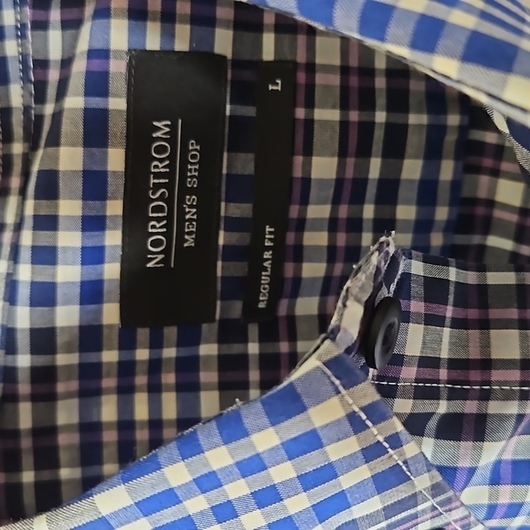 Nordstrom Men's Shop Plaid Short Sleeve Button Down Shirt Size Large regular fit - Picture 3 of 7